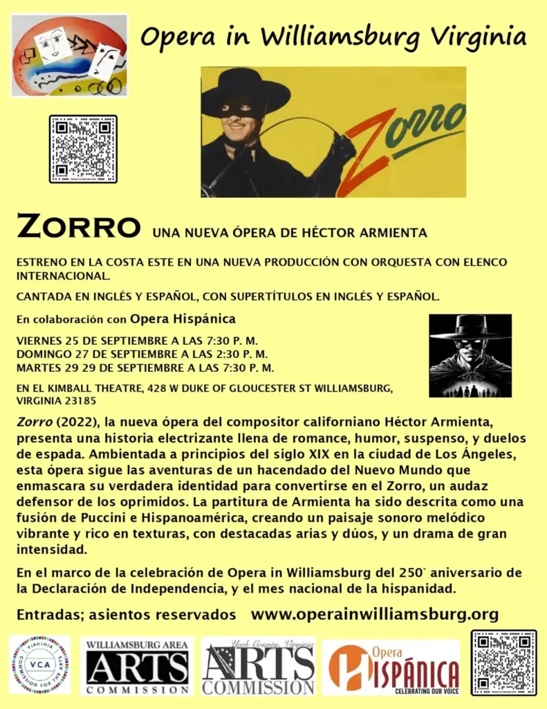 Setting the Stage for Revolution: Opera in Williamsburg to Stage East Coast Premiere of Hector Armienta’s Zorro