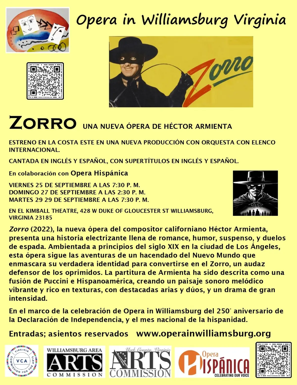 Setting the Stage for Revolution: Opera in Williamsburg to Stage East Coast Premiere of Hector Armienta’s Zorro