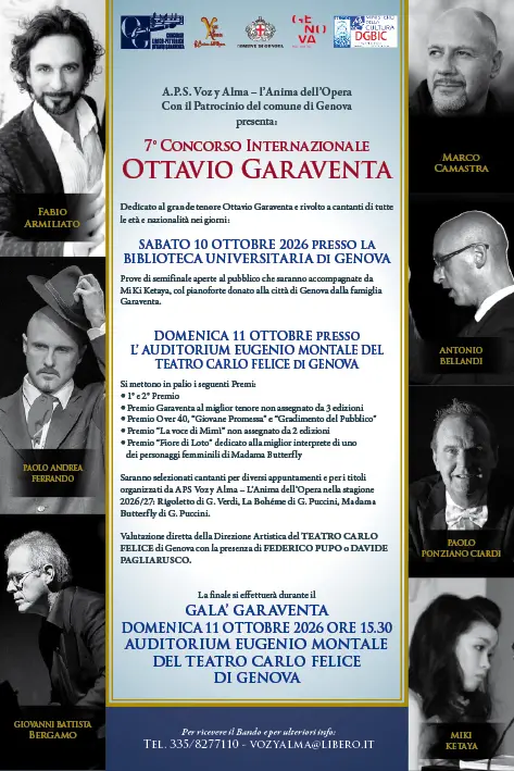 The 7th International Ottavio Garaventa Competition Returns to Genoa: A Global Stage for Opera’s Rising and Enduring Voices